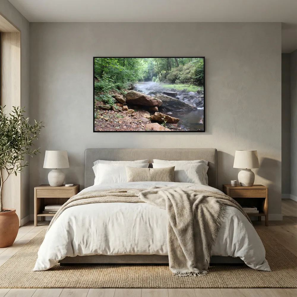 Misty forest stream 
