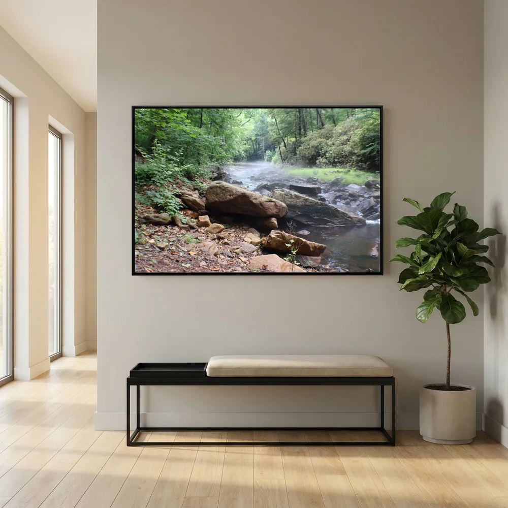 Misty forest stream 