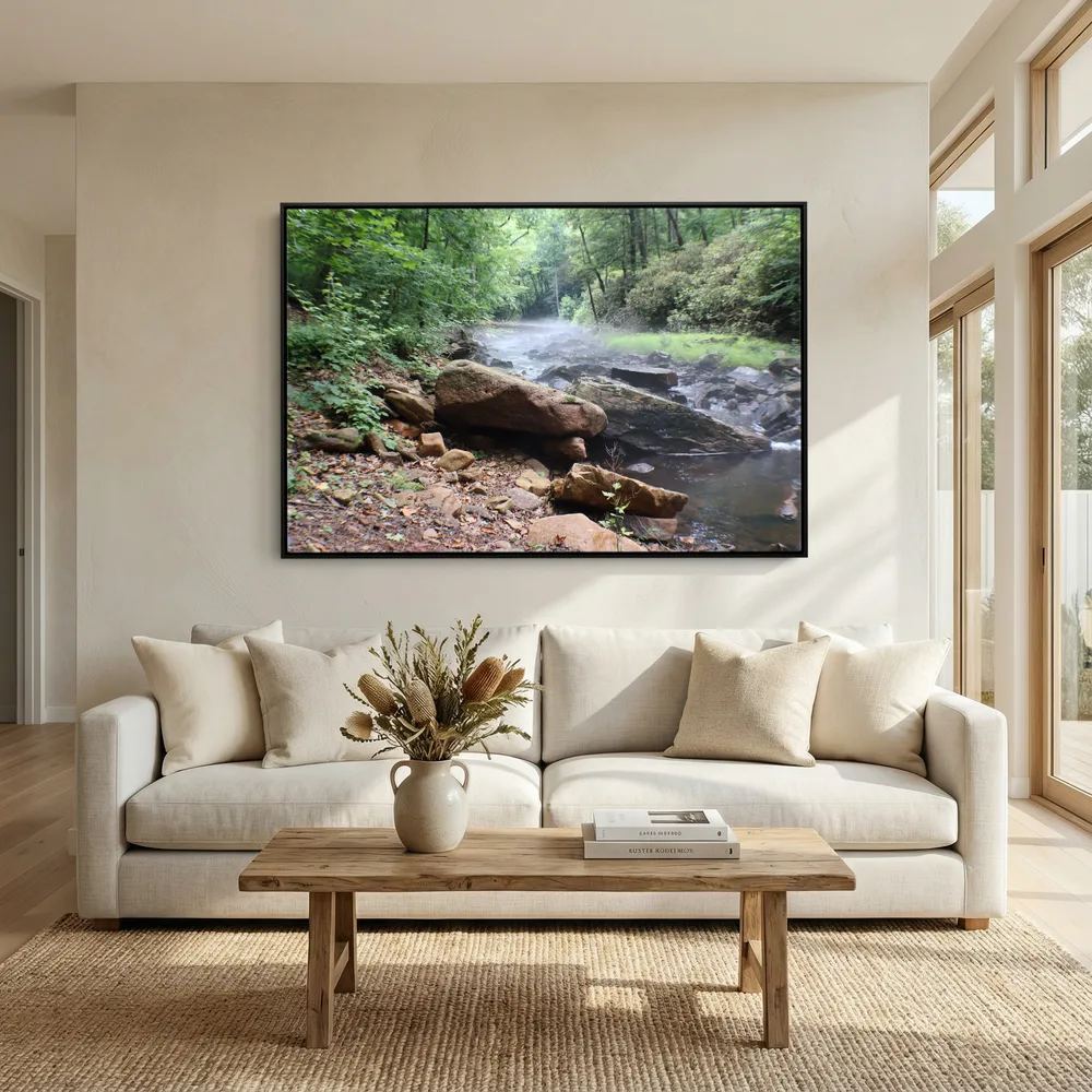 Misty forest stream 