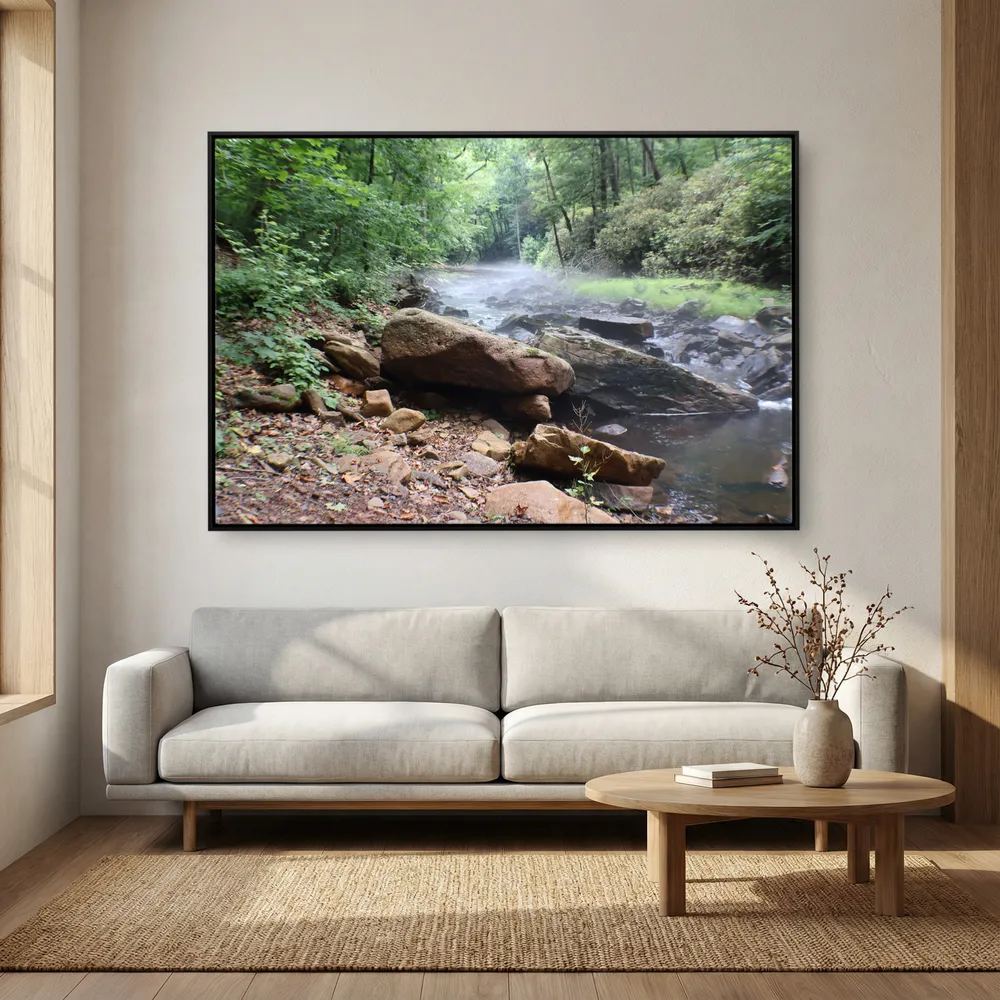 Misty forest stream 
